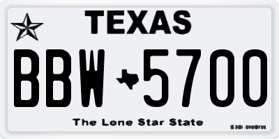 TX license plate BBW5700