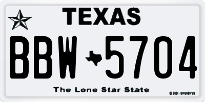 TX license plate BBW5704