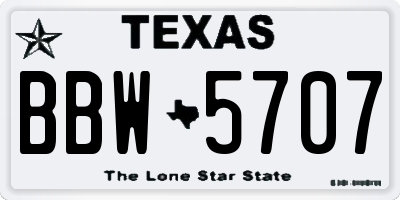 TX license plate BBW5707