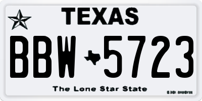 TX license plate BBW5723