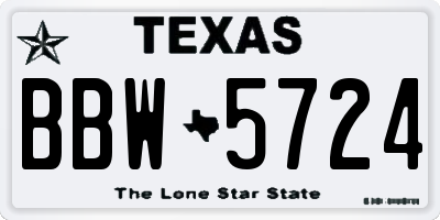 TX license plate BBW5724