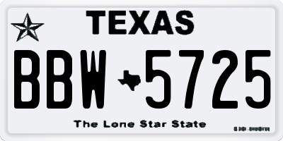 TX license plate BBW5725