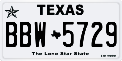TX license plate BBW5729