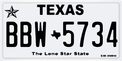 TX license plate BBW5734
