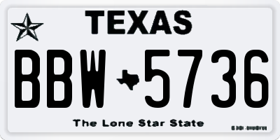 TX license plate BBW5736