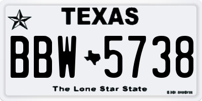 TX license plate BBW5738