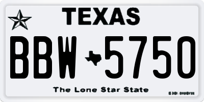 TX license plate BBW5750
