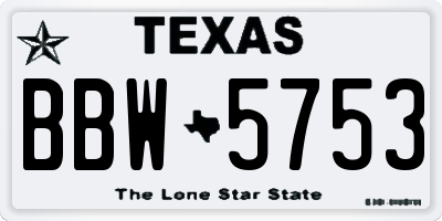 TX license plate BBW5753