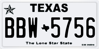 TX license plate BBW5756