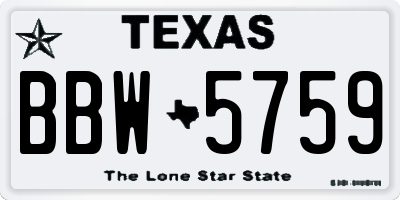TX license plate BBW5759