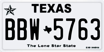 TX license plate BBW5763