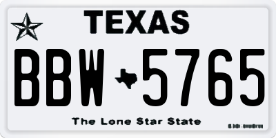 TX license plate BBW5765
