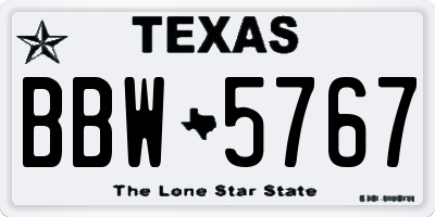 TX license plate BBW5767