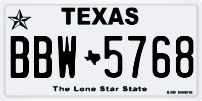 TX license plate BBW5768