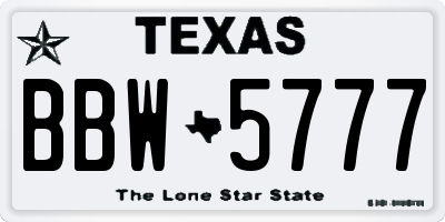 TX license plate BBW5777