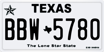 TX license plate BBW5780