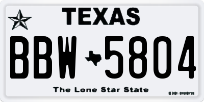 TX license plate BBW5804