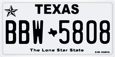 TX license plate BBW5808