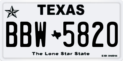 TX license plate BBW5820