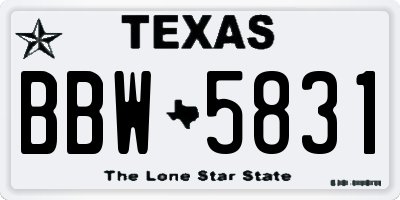 TX license plate BBW5831