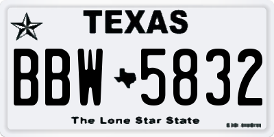 TX license plate BBW5832