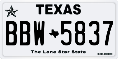 TX license plate BBW5837