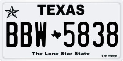 TX license plate BBW5838