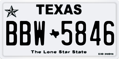 TX license plate BBW5846