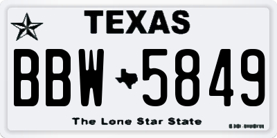 TX license plate BBW5849