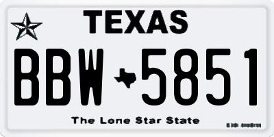 TX license plate BBW5851