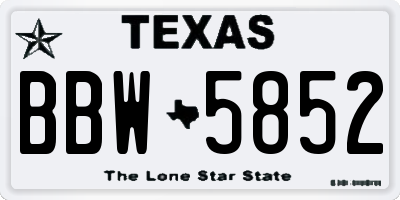 TX license plate BBW5852