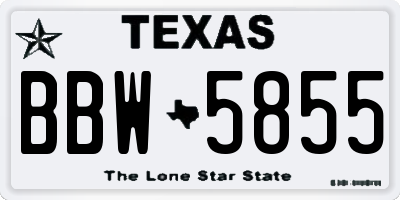 TX license plate BBW5855