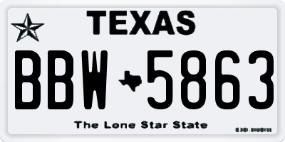 TX license plate BBW5863