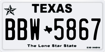 TX license plate BBW5867