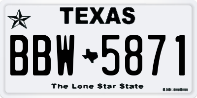 TX license plate BBW5871