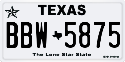 TX license plate BBW5875
