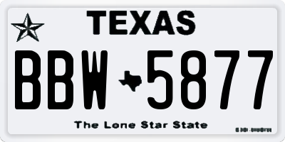 TX license plate BBW5877