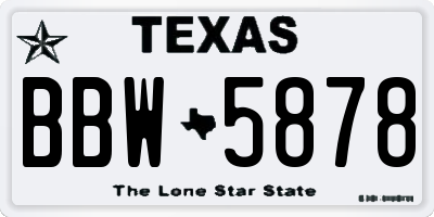 TX license plate BBW5878