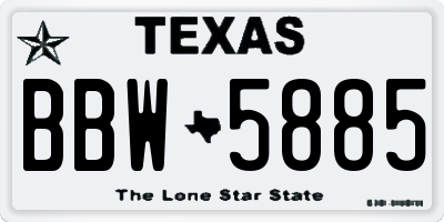 TX license plate BBW5885