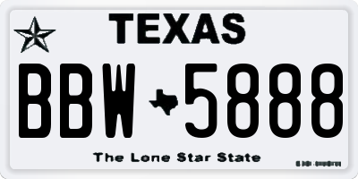 TX license plate BBW5888