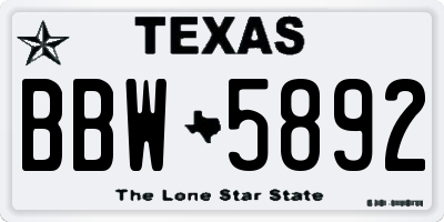 TX license plate BBW5892
