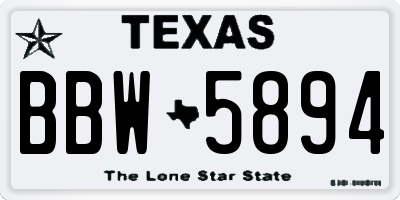 TX license plate BBW5894