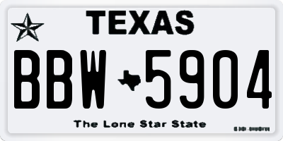 TX license plate BBW5904