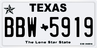 TX license plate BBW5919