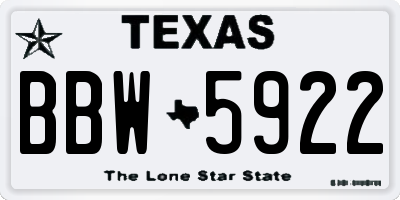 TX license plate BBW5922