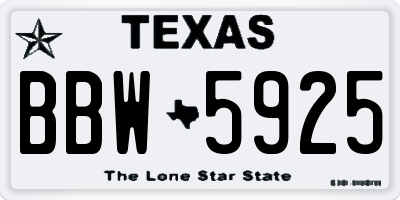 TX license plate BBW5925