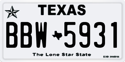 TX license plate BBW5931