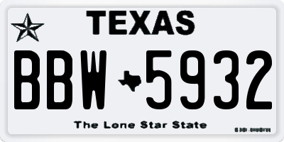TX license plate BBW5932