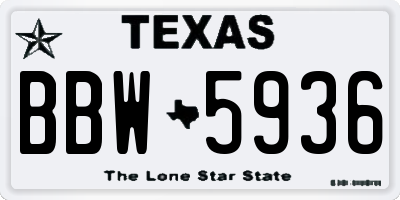 TX license plate BBW5936