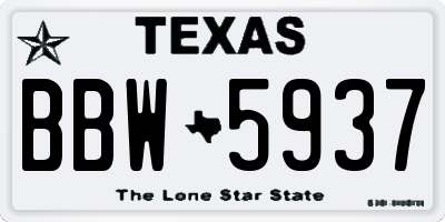 TX license plate BBW5937